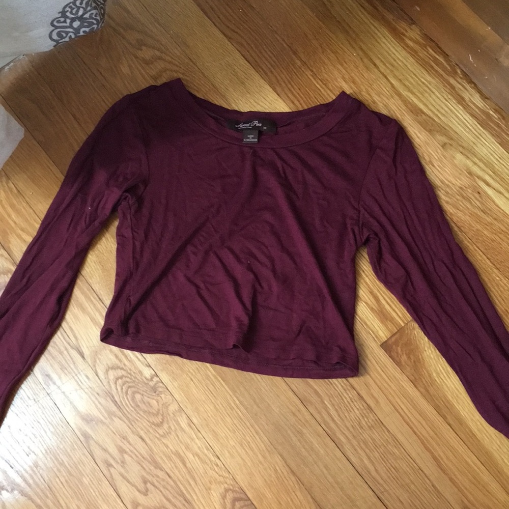 Maroon long sleeved crop top